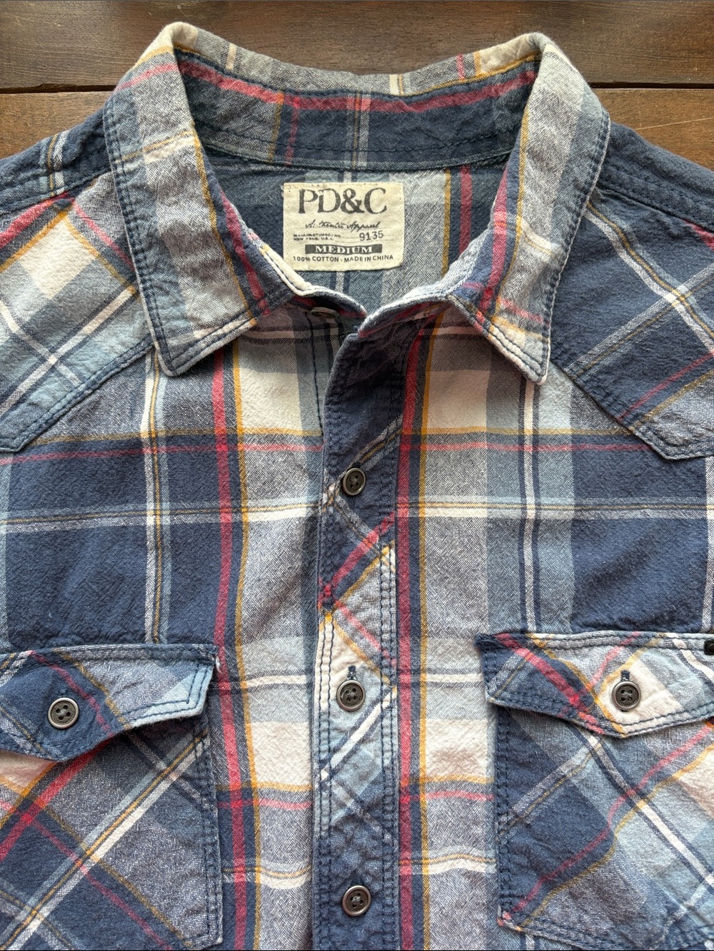 PD&C Men's Plaid Denim Western shirt